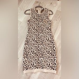 Leopard sweater knit zipper back sleeveless dress LIKE NEW size s